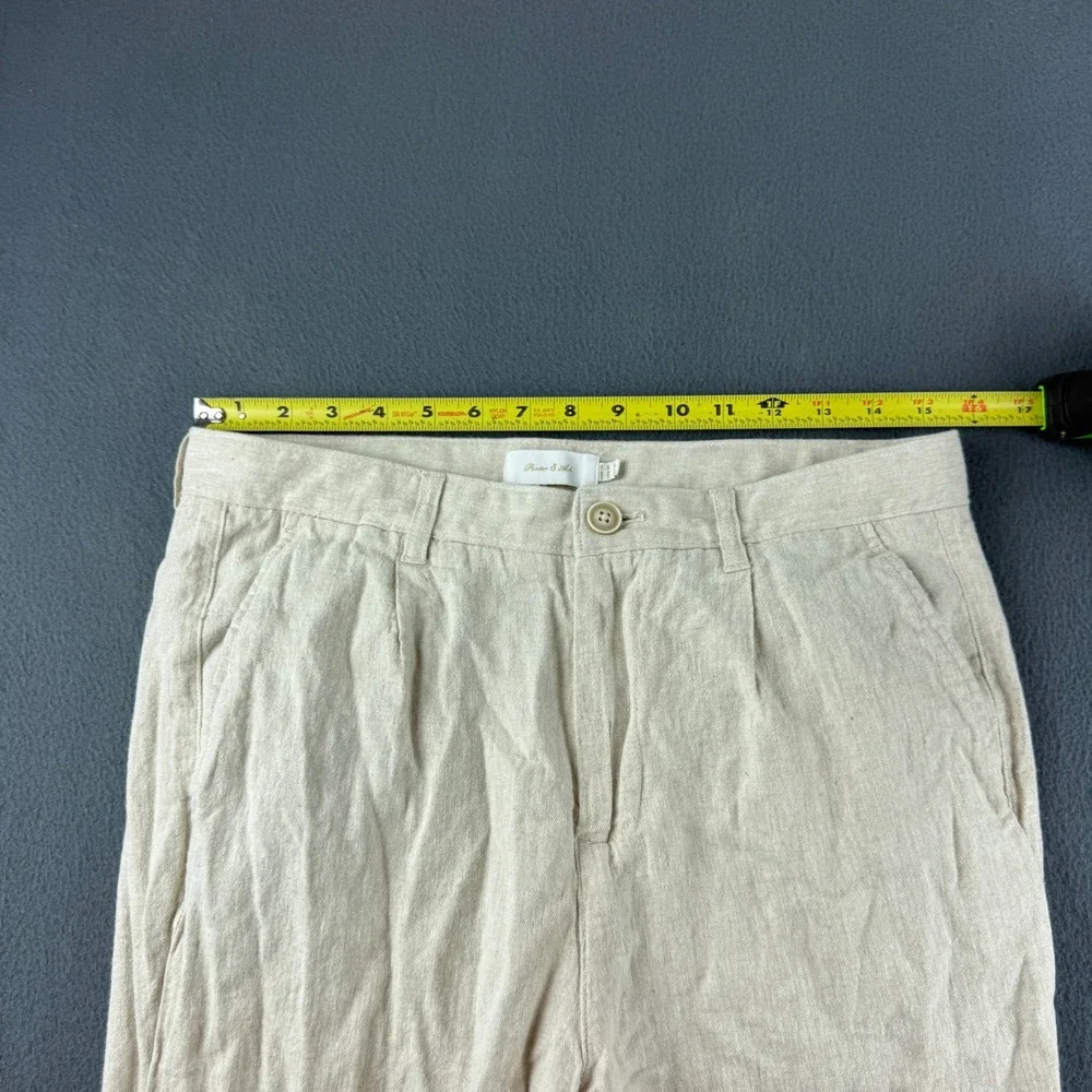 Porter & Ash Linen Pants Men's 30 (Fits 31x28) Beige Lightweight Summer Beach